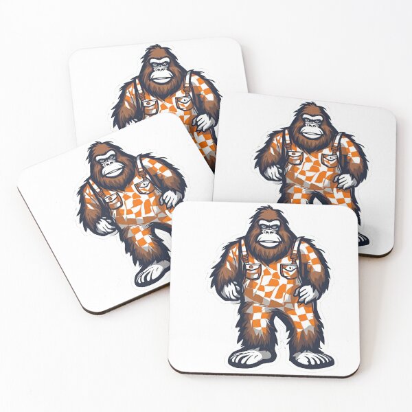 Item preview, Bigfoot wearing orange checkered overalls designed and sold by BrinaandPops.