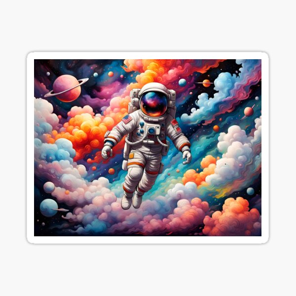Item preview, Astronaut in multicolor sea of clouds. designed and sold by RaybenMedia.
