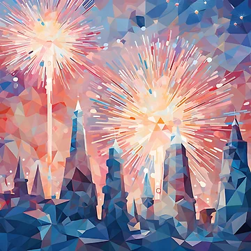 Artwork thumbnail, Fireworks in Geometric Splendor by RxU3