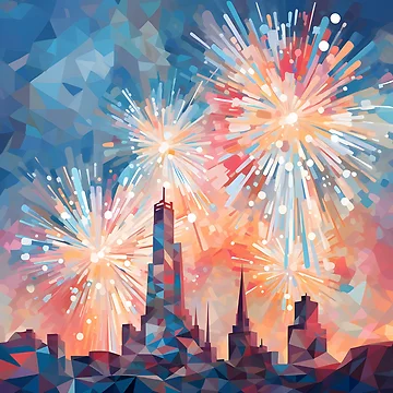Artwork thumbnail, Fireworks in Geometric Splendor by RxU3