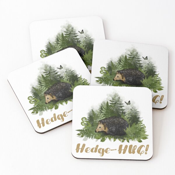 Item preview, Hedge-hug! Cute hedgehog with butterfly and Ferns in the woods, watercolor designed and sold by Drawmecute.