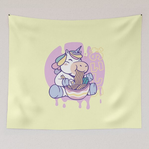 Item preview, Funny kawaii unicorn with ramen noodles designed and sold by Ecmoprints.