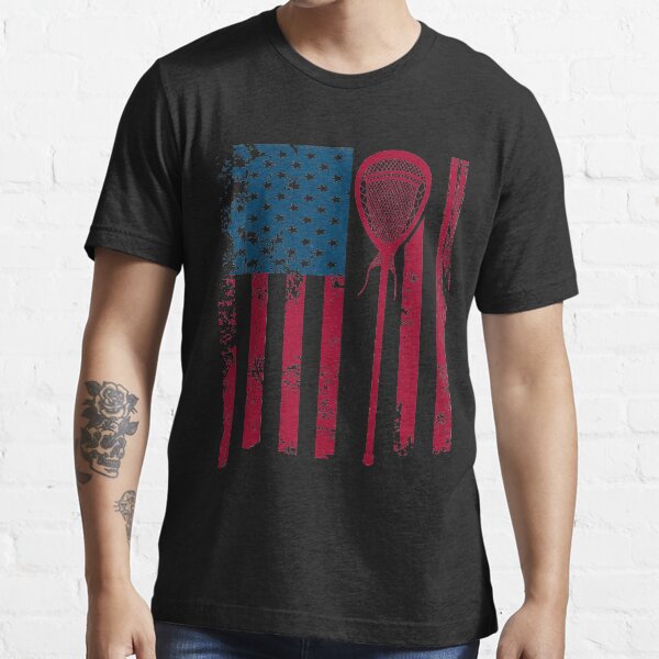 "American Flag lacrosse stick lacrosse player gift game day shirt
