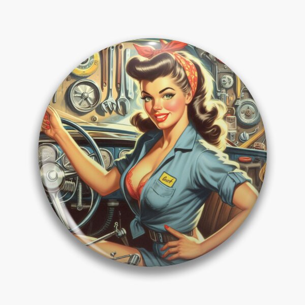 Item preview, Vintage Mechanic Pin-Up designed and sold by PulpVintage.