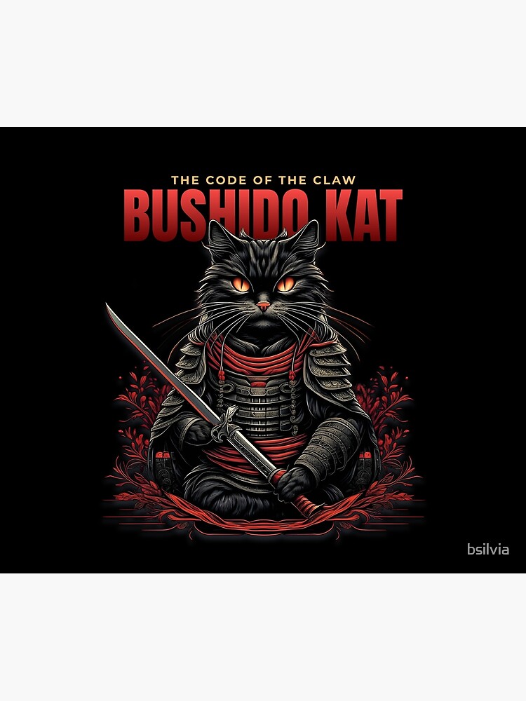 Thumbnail 6 of 6, Throw Blanket, Bushido Kat - The Samurai Feline Warrior Design designed and sold by bsilvia.
