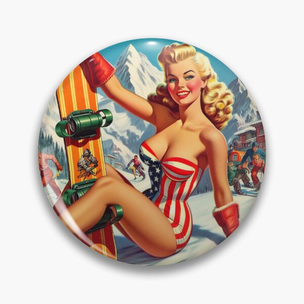Item preview, Vintage Snowboard Pin Up designed and sold by PulpVintage.