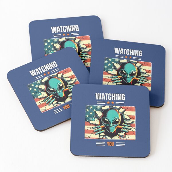 Item preview, Alien looks through flag, watching you designed and sold by Wallisart.
