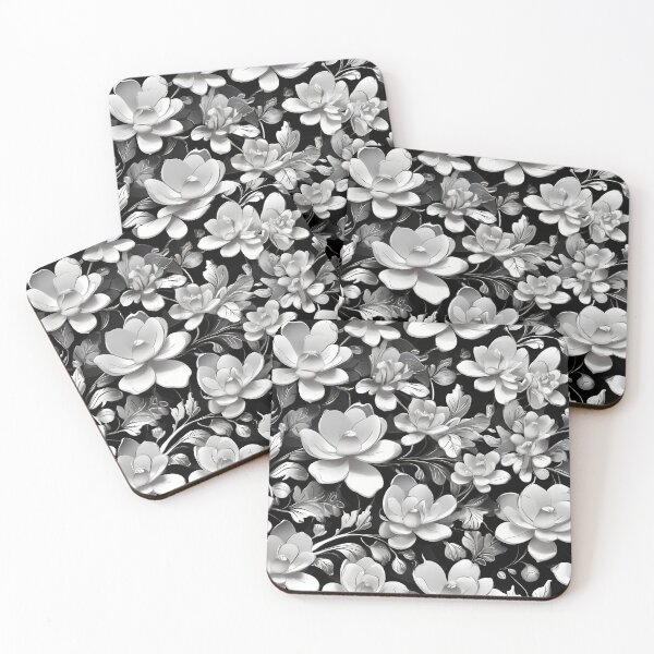 Item preview, Metallic Pattern: Flowers in silver metallic designed and sold by CreativeSparkzz.