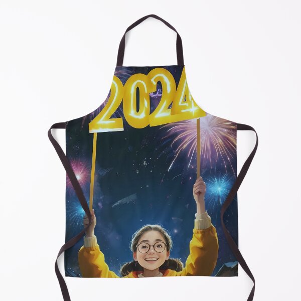 Item preview, Girl holding up a sign with both her hands with the text "Happy new year 2024" designed and sold by DevushkaStore.