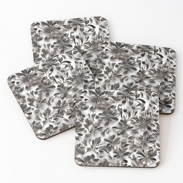 Item preview, Metallic Pattern: Flowers in silver metallic designed and sold by CreativeSparkzz.