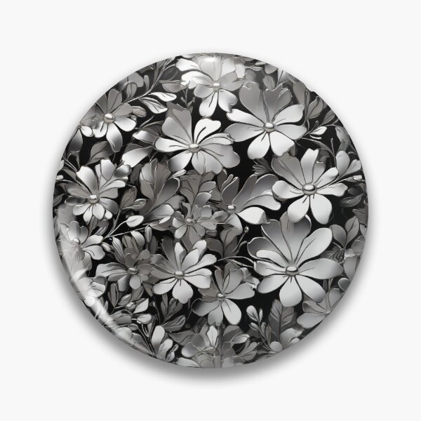 Item preview, Metallic Pattern: Flowers in silver metallic designed and sold by CreativeSparkzz.