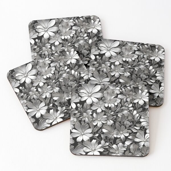 Item preview, Metallic Pattern: Flowers in silver metallic designed and sold by CreativeSparkzz.
