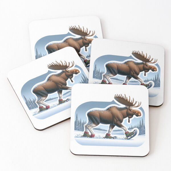 Item preview, Snowshoeing fun loving Bull Moose designed and sold by BrinaandPops.