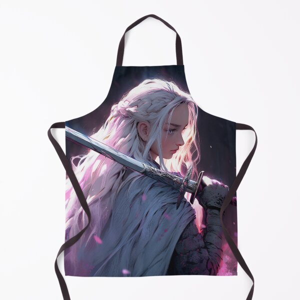Item preview, White Haired Silver Sword Warrior Anime Girl designed and sold by bubblegoth.
