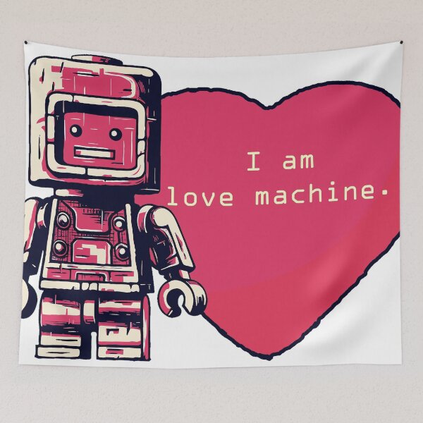 Item preview, I am love machine. Almost Lego Valentines Robot  designed and sold by cobblzstudio.