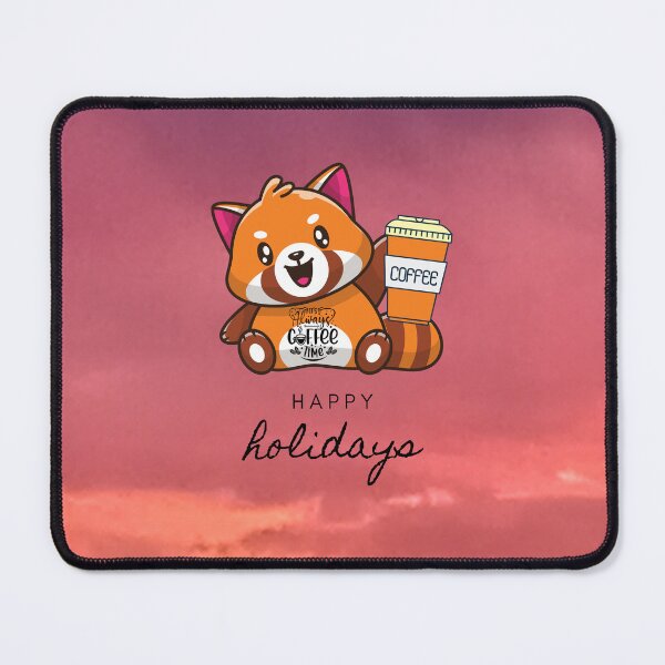 Item preview, cute happy holidays Kawaii coffee panda,. designed and sold by MCanderart.