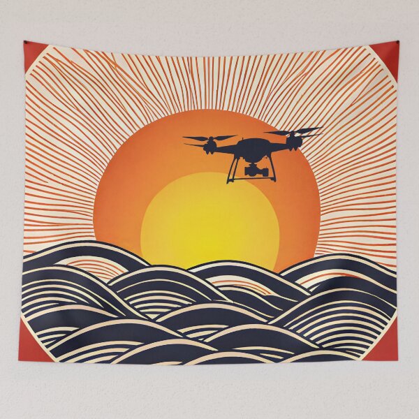 Item preview, Japanese style Sunset & Drone Silhouette design designed and sold by stefanosd.