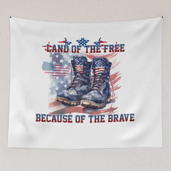 Item preview, land of the free because of the brava, usa flag designed and sold by neosticker.