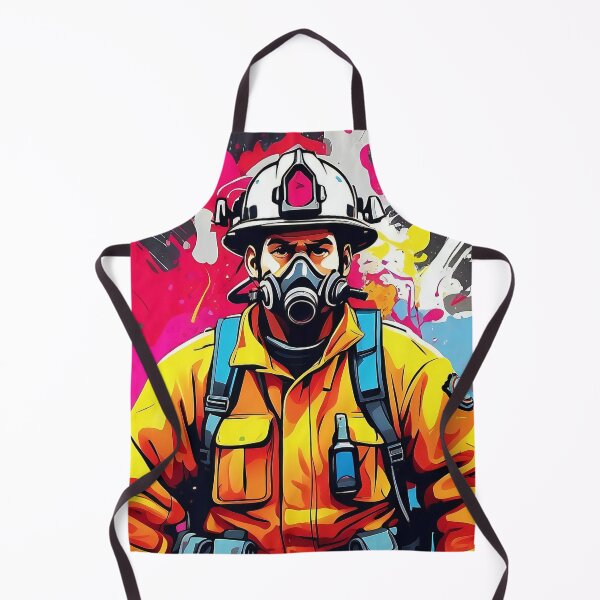 Item preview, Heroic Guardian Amidst Vivid Chaos: A Firefighter’s Resolve designed and sold by ArtComixHaven.