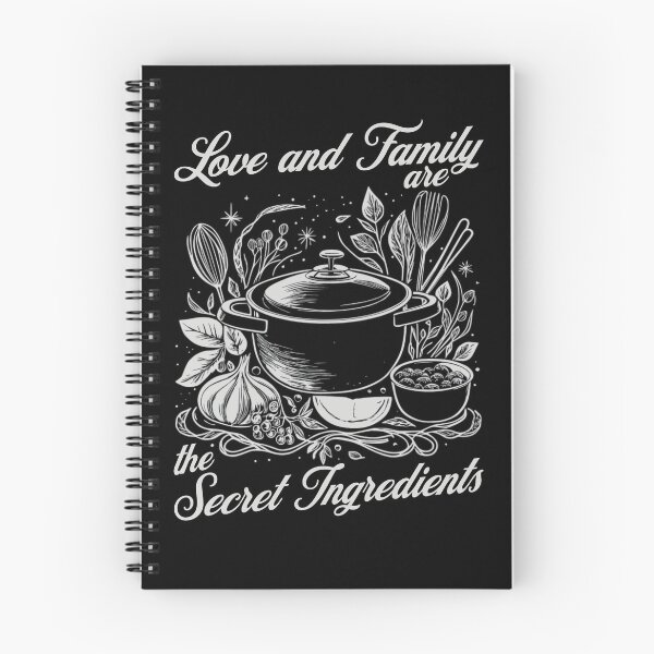 Aperçu de l'œuvre Tee-shirt de cuisine réconfortant - Amour et famille, les ingrédients secrets | Vêtements culinaires confortables créée et vendue par AmorcitoDesigns.