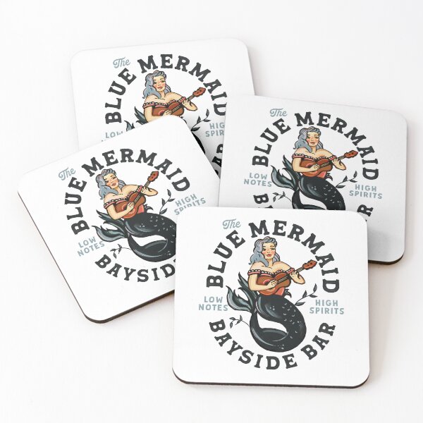 Item preview, The Blue Mermaid Live Music Cocktail Bar. Cool Retro Travel Art designed and sold by The Whiskey Ginger Design Shop.