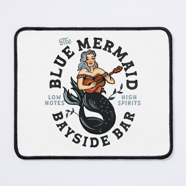 Item preview, The Blue Mermaid Live Music Cocktail Bar. Cool Retro Travel Art designed and sold by The Whiskey Ginger Design Shop.