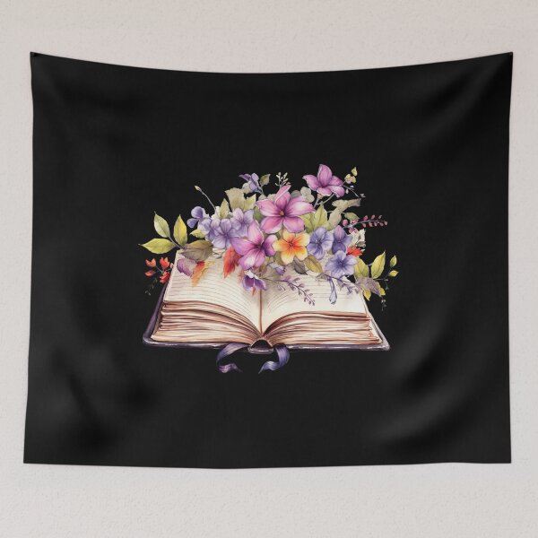 Artikelvorschau, Offenes Buch mit Blumen entworfen und verkauft von GlunmanStore.