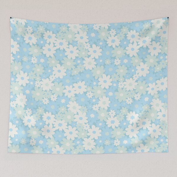 Item preview, DITSY DAISY PRAIRIE BOHO SUMMER PASTEL BLUE AND MINT designed and sold by blomastudios.