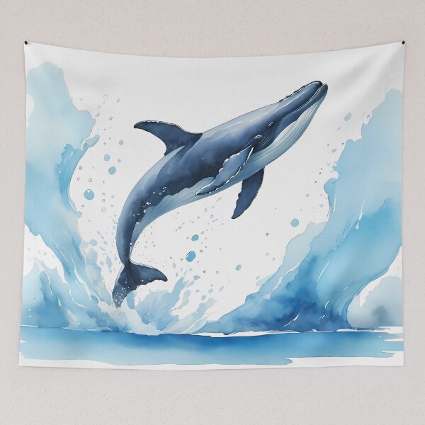 Item preview, A whale leaps out of the crystal blue sea designed and sold by DevushkaStore.
