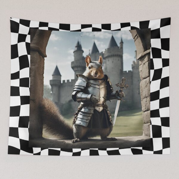 Item preview, Warrior Knight Squirrel with Sword on Checkered Background designed and sold by missdebi27.