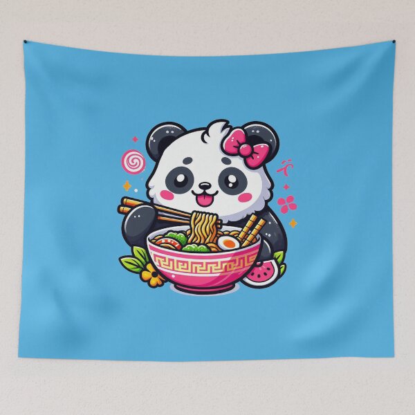 Item preview, Cute panda eating ramen noodles designed and sold by ShreefelDesigns.