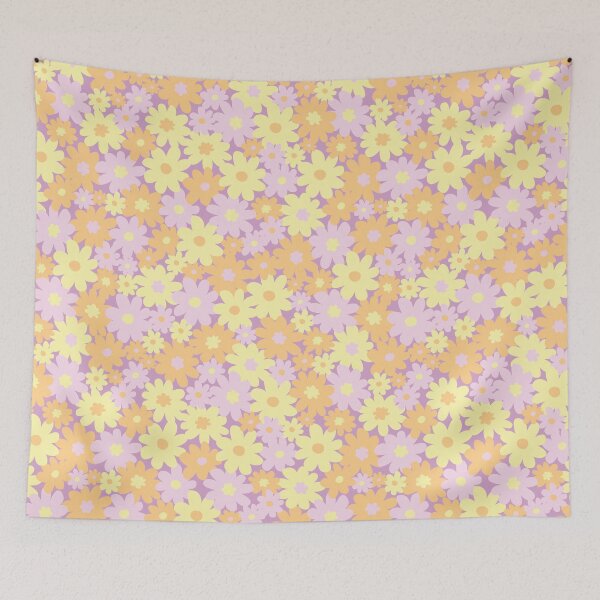 Item preview, DITSY DAISY PRAIRIE BOHO SUMMER PASTEL PINK YELLOW PEACH PURPLE designed and sold by blomastudios.