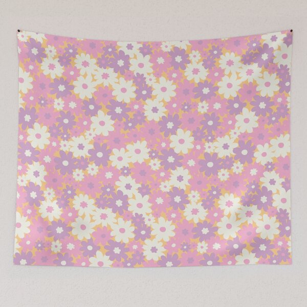 Item preview, DITSY DAISY PRAIRIE BOHO SUMMER PINK PURPLE PEACH designed and sold by blomastudios.