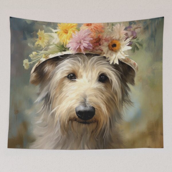 Item preview, Berger Picard Dog Lady with Flowers Hat designed and sold by WallyPink.