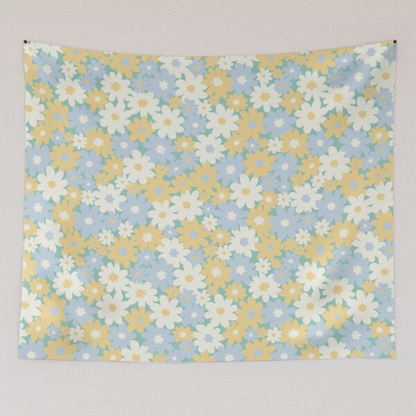 Item preview, DITSY DAISY PRAIRIE BOHO SUMMER EARTHY GREEN BLUE YELLOW designed and sold by blomastudios.