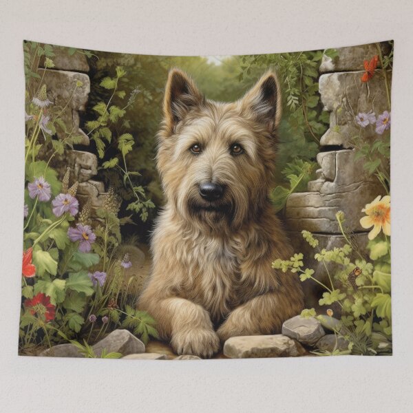 Item preview, Berger Picard dog in the mysterious garden with flowers designed and sold by WallyPink.