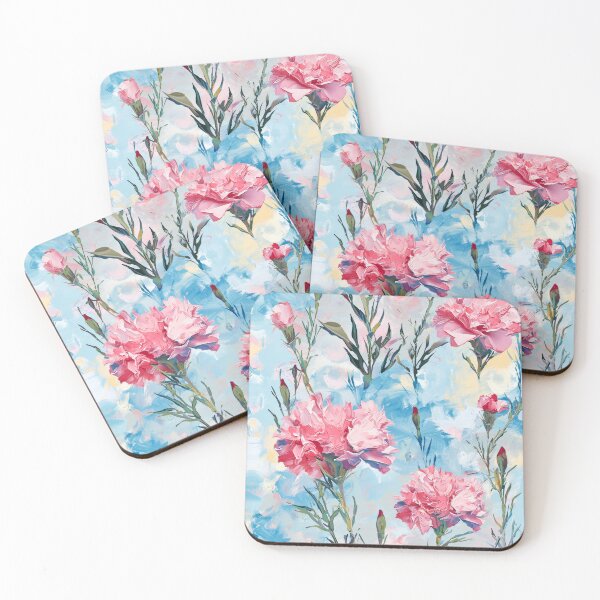 Item preview, Carnation Blooms against Pastel Sky - Floral Pattern designed and sold by HAL2501.