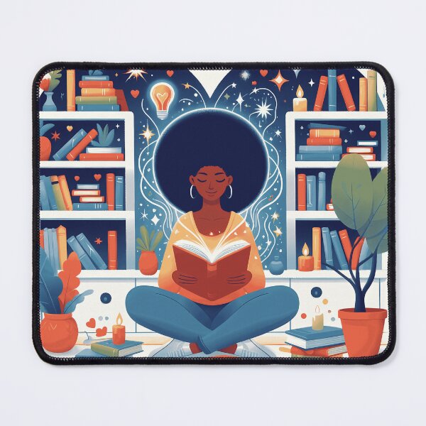 Item preview, Black Girl Reading Heart Library designed and sold by Design Den.