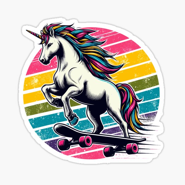 Item preview, Retro Fantasy Unicorn Skater designed and sold by TomFrontierArt.