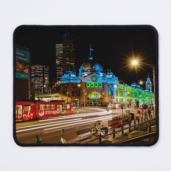 Item preview, Melbourne, Flinders Street Railway Station at night designed and sold by Chris Cobern.