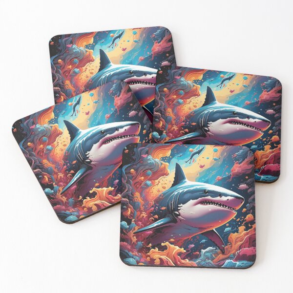 Item preview, Great White Cosmic Predator: An Odyssey Underwater Fire designed and sold by ArtComixHaven.