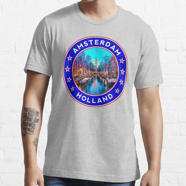 "Amsterdam sticker, blue background, circle 5" Tshirt for Sale by Alma