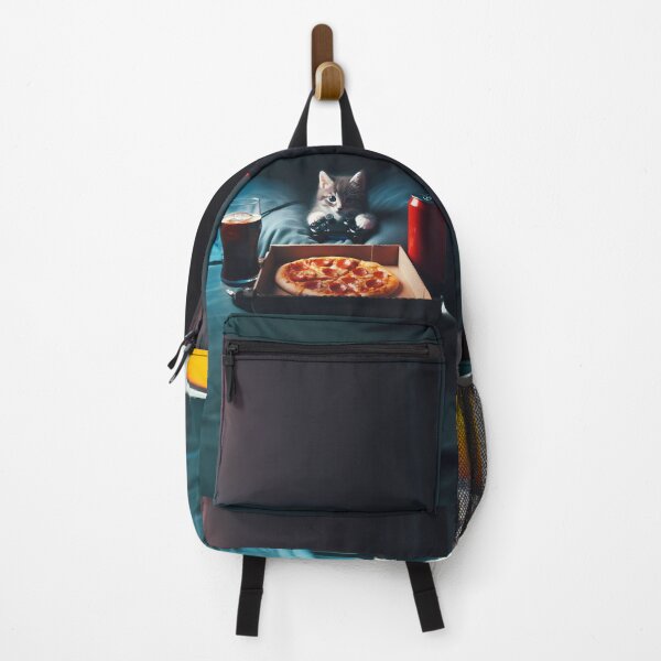 Item preview, Kitten Gamer with pizza and cola designed and sold by All-Kittens.