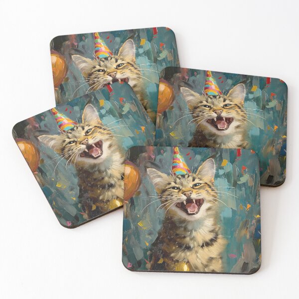 Item preview, Cute Bengal Cat delighted with Birthday Cake designed and sold by OddCorro.