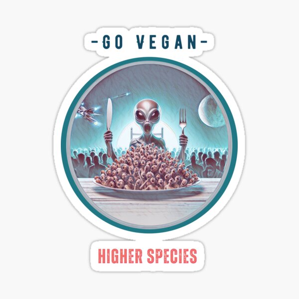 Artikel-Vorschau von Go Vegan, Higher Species 2, Aliens, designt und verkauft von Wallisart.