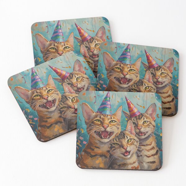 Item preview, Cute Bengal Cat Family with Party Hats designed and sold by OddCorro.