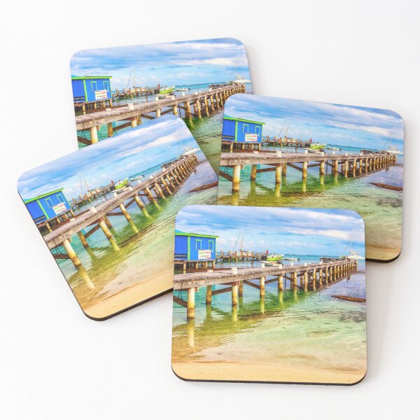 Item preview, Wooden pier on San Pedro Island, Ambergris Caye, Belize designed and sold by Travelways.