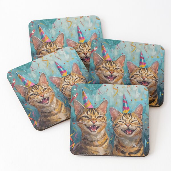 Item preview, Bengal Cat Duo with Party Hats designed and sold by OddCorro.