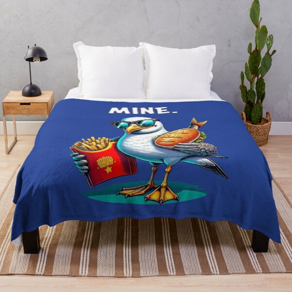 Item preview, 'Mine." Saying – Funny seagull with fries and fish sandwich designed and sold by Infinitee8hirts.