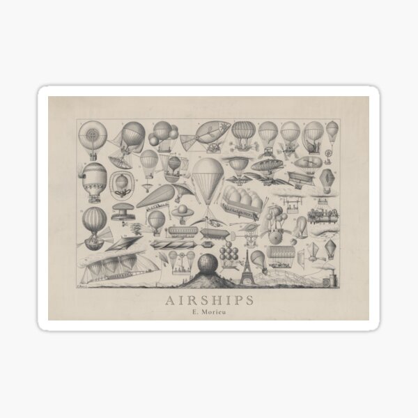 Item preview, 19th Century Airship Print by E. Morieu designed and sold by qhistoria.
